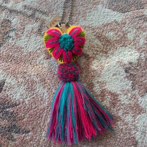 Consuela Pink and Teal Heart Tassel Key Holder